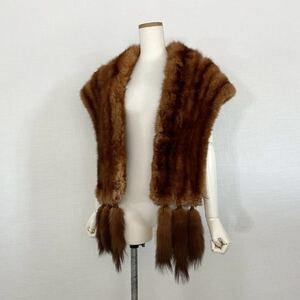 ○ 44l4 最高級毛皮 セーブルファー リアルファー SABLE FUR ティペット 大判ストール ブラウン セーブル 襟巻き マフラー レディース