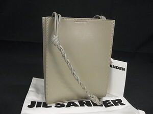 ■新品同様■ JIL SANDER ジルサンダー タングル スモール レザー クロスボディ ショルダーバッグ ポシェット レディース グレー系 FC0123