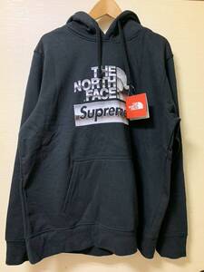 新品 未使用 18SS Supreme × THE NORTH FACE Metallic Logo Hooded Sweatshirt フーディ パーカー スウェット トレーナー ブラック/黒 L