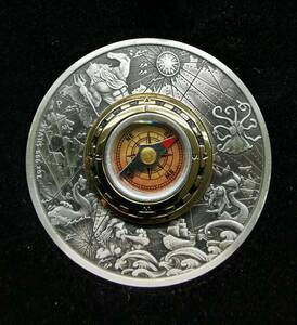 美品 記念コイン オーストラリア 羅針盤コイン 2017 COMPASS SILVER ANTIQUED COIN