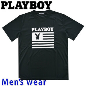 PLAYBOY プレイボーイ 半袖 Tシャツ メンズ ドライ グッズ 鹿の子 SPPB-22270B Mサイズ BK(ブラック)