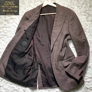 【美品】UNITED ARROWS ユナイテッドアローズ　カシミヤ混　2Bテーラードジャケット　48 ガンクラブチェック　ウール　アンコン　現行品