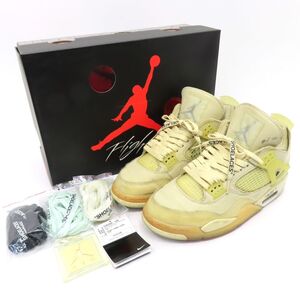 153 NIKE × Off-White WMNS AIR JORDAN 4 RETRO SP ナイキ オフホワイト ウィメンズ 4 レトロ CV9388-100 27cm 箱有 ※中古