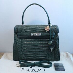 新品同様FURDI JRA MARC CROCODILE LEATHER 2WAY SHOULDER BAG/ファルディJRAマーク付クロコダイルレザー2wayショルダーバッグ