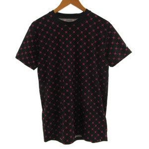 ハーレー Hurley Tシャツ 半袖 水陸両用 UPF50+ ストレッチ ロゴパターン 総柄 ブラック 黒 ピンク LARGE レディース