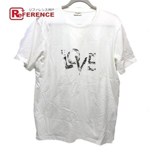 SAINT LAURENT PARIS サンローランパリ 585368 LOVE プリント 半袖Ｔシャツ ホワイト メンズ【中古】