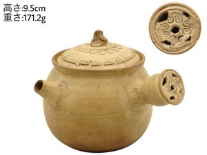 GY-368 時代煎茶道具 白泥 煎茶器 横手急須 重さ:171.2g 茶注 茶壷 陶磁工器 骨董品 茶道具 幅:11.5×13.1cm 