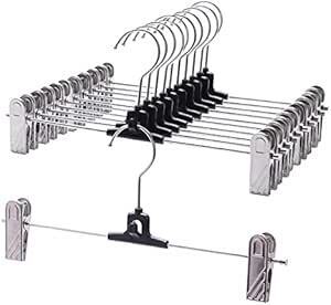 VEHHE ズボンハンガー マルチレイヤースタック可能スラックスハンガー 調節可能なクリップ2個付きスカートハンガー 360回転フ