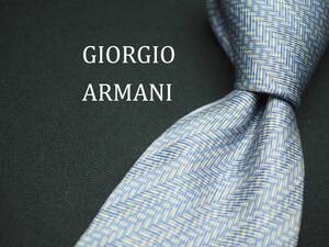 美品【GIORGIO ARMANI ジョルジオアルマーニ】 C1702 水色系 ITALY SILK ブランド ネクタイ 古着 良品