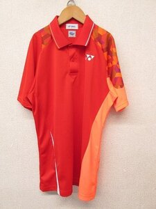 I3643：日本製！ヨネックス YONEX 半袖ポロシャツ M バドミントン/テニス 練習着 赤オレンジ メンズ/レディース？：3