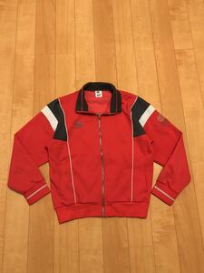 当時物.良品☆デサント製／80-90s adidas・アディダス M 切替ジャージ トラックジャケット 希少ダブルポイント三つ葉ロゴ刺繍&リブライン入