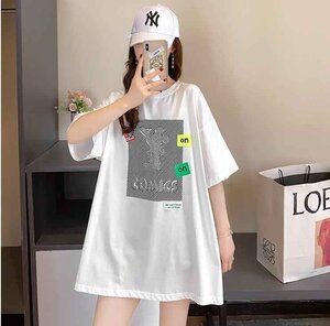 韓国風 レディース 半袖Tシャツ 新しい夏 気質 ファッションTシャツ M ホワイト