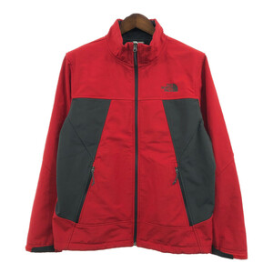 THE NORTH FACE ノースフェイス ソフトシェル フリースジャケット アウトドア レッド (メンズ L) 中古 古着 Q6686