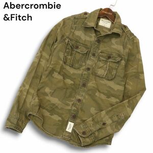 Abercrombie&Fitch アバクロンビー＆フィッチ 【迷彩 カモフラ柄 総柄】 加工 長袖 ミリタリー ワーク シャツ Sz.S　メンズ　C4T07722_8#C