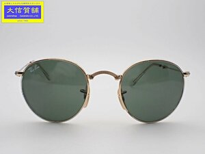 RAYBAN レイバン サングラス RB3532 フォールディングタイプ 折り畳み式 47□20 ゴールド グリーンレンズ 中古B 【送料無料】 A-8559