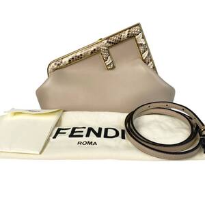 美品 フェンディ FENDI レディース ファーストスモール 8BP129 パイソン ショルダーバッグ クラッチバッグ クロスボディ 斜めがけ