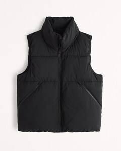 正規品 新品 Abercrombie＆Fitch アバクロンビー＆フィッチ US-M ヘビーウエイト パファーベスト 洗えるダウンベスト Black