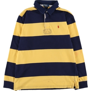 古着 ラルフローレン Ralph Lauren POLO by Ralph Lauren ボーダー柄 長袖 ラガーシャツ レディースXL相当 /eaa486204 【Elulu/エルル】