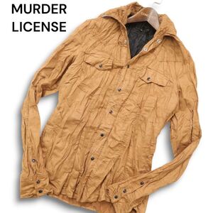 MURDER LICENSE マーダーライセンス 秋冬 襟袖ワイヤー フェイク スウェード★ 長袖 ウエスタン シャツ Sz.44　メンズ　C4T09355_A#B