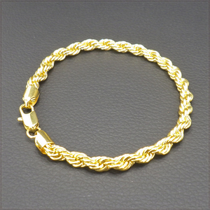 [BRACELET] 18K Gold Plated Twist Rope Chain ツイスト スクリュー ロープ ゴールド チェーン ブレスレット φ5x200mm (12g) 【送料無料】