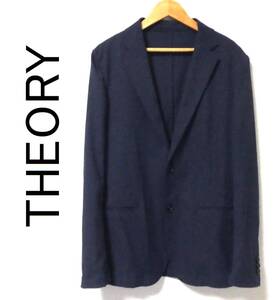 正規品 美品 定価41,930円 23SS THEORY セオリー ストレッチオックスフォード 麻混 コットンリネン 2B テーラードジャケット 36 紺