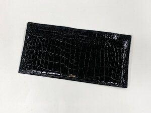 GUCCI グッチ 財布 長財布 札入れ ブラック 黒 クロコダイル革 2ポケット シンプル ユニセックス レザー ヴィンテージ