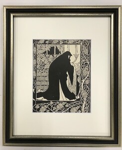 【特価】　≪　　オーブリー・ビアズリー　　≫　　オリジナルラインブロック　　 HOW QUEEN GUENEVER　　1899年　　AUBREY　BEARDSLEY