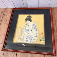 レトロ 日本画 着物 美人画 額入り 額装 絵画 絵 飾り インテリア