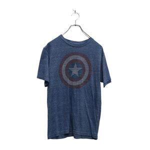 MARVEL 半袖 プリント Tシャツ マーベル レディース XL ブルー ロゴ クルーネック 古着卸 アメリカ仕入 a605-5811