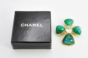 50025E ★本物保証★ 極上品 CHANEL brooch　シャネル ブローチ クローバー　アクセサリー ビンテージ