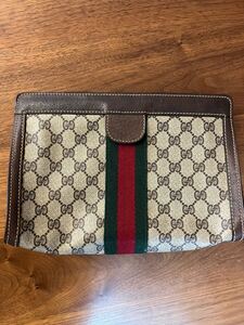 1円スタート！GUCCI オールドグッチ GG柄 シェリーライン クラッチバッグ セカンドバッグ