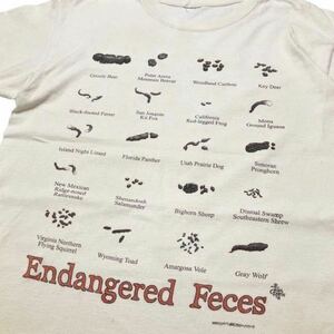 レア 90s usa vintage Endangered Feces 絶滅危惧種 糞便 Tシャツ 1999年 動物 アニマル 図鑑 標本 博物館 美術館 アート デザイン L位