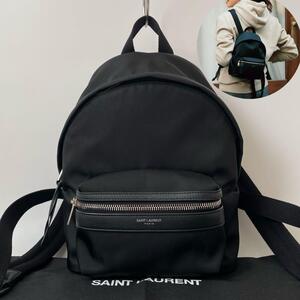 【未使用級】SAINT LAURENT サンローラン シティ トイ リュック バッグパック ミニリュック CITY TOY ナイロン レザー 黒 495833