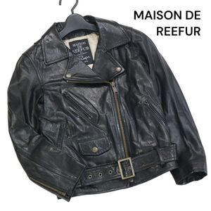 MAISON DE REEFUR メゾンドリーファー 羊革♪ 中綿 リアル ラム レザー ダブル ライダース ジャケット Sz.36　レディース 黒　K3T00690_A#N