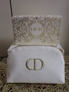 ★新品未使用★DIOR 2023年ホリデークリスチャンディオール ポーチ白ノベルティ＋ホリデー専用箱＋即決ホリデーショッパー付★