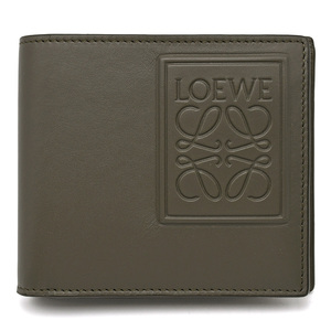 ロエベ LOEWE バイフォールド コインウォレット 二つ折り 財布 アナグラム ロゴ C565501X02 レザー カーキ グリーン 小物 メンズ 中古