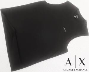 新品★アルマーニ★ノースリーブ ブラック Tシャツ★シルケット加工 コットン★リラックス タンクトップ 黒 XL★AX★601