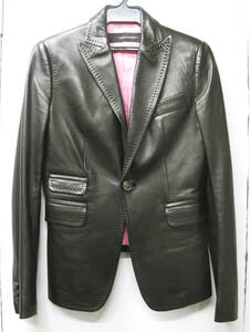 DSQUARED2 ディースクエアード レザー ジャケット 42 美品 （ 本革 DSQ2 DSQUARED2 Leather Jacket 42 MADE IN ITARY