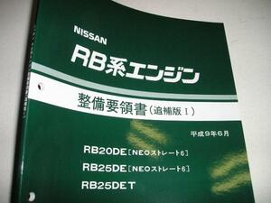 送料無料新品代引可即決《日産純正RB25DETエンジン整備要領書1997整備書RB20サービスマニュアル修理書NEO6ターボ含C35ローレル絶版RB特注品