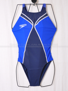 K1970-17■美品 speedo スピード active Hybrid レースカット競泳水着 Fina承認 SD42A05 ブラック×パープル O