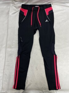 r1_9281n ★定形外 配送★ 美品 adidasアディダス レディース RESPONSE ランニングタイツ ロングタイツ 3ストライプ ブラック サイズOT