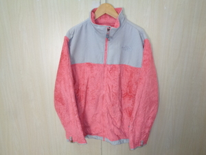 n53◆THE NORTH FACE ZIPUP FURRY FLEECE◆ザ・ノースフェイス ガールズ サイズXL グレー/ピンク ジップインジップシステム キッズ 6C