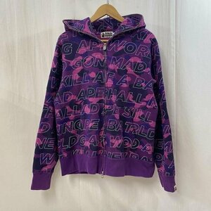 アベイシングエイプ Text color camo full zip hoodie purple camo L パーカー パーカー L 紫 / パープル 総柄