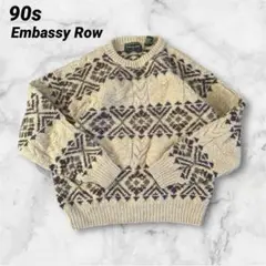 US古着　90s EMBASSY ROW ハンドニットセーター メンズL