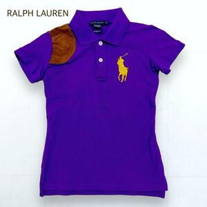 RALPH LAUREN ラルフローレン パッチ付き ビッグポニー刺繍 ポロシャツ ストレッチ 紫 S