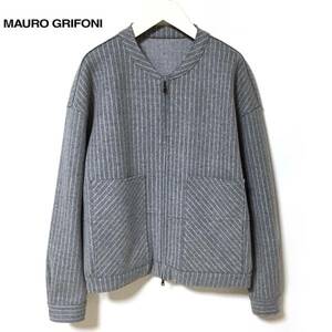 美品◆MAURO GRIFONI マウログリフォーニ ストライプ フランネルウール ジャケット 44/グレー/MA-1風//イタリア製/株式会社コロネット代理