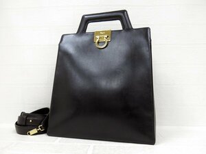 超美品◆Salvatore Ferragamo フェラガモ◆ガンチーニ◆カーフ レザー 本革◆3way ハンド ショルダー バッグ リュック◆茶色 G金具◆A8359