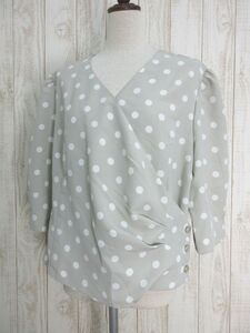 HF HOMME ET FEMME：ドット柄カシュクールブラウス カットソー サイズ15AR/レディース/婦人/中古/USED/大きいサイズ