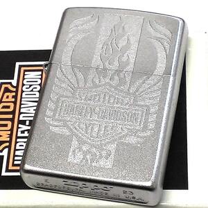 ZIPPO ライター かっこいい ハーレー ダビッドソン ジッポー ロゴ シルバーサテン エッチング彫刻 シンプル メンズ ギフト