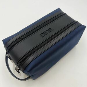 1円【未使用保管品】DIOR ディオール セカンドバック ハンドバッグ トートバッグ クラッチバッグ ポーチ ダブルジップ メンズ ネイビー 